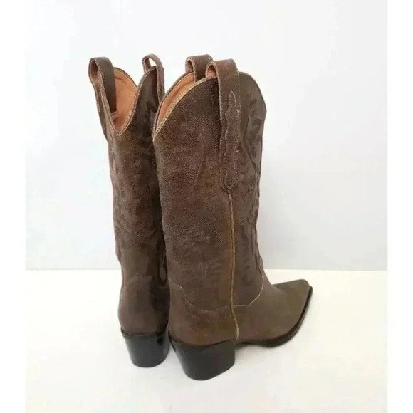Jeffrey Campbell Dagget Cowboy Boots in Vintage Brown Distressed Leather - Picture 3 of 5